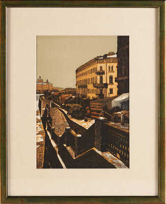 «Грибной рынок». Гравюра из серии «Уходящая Москва». 1919.